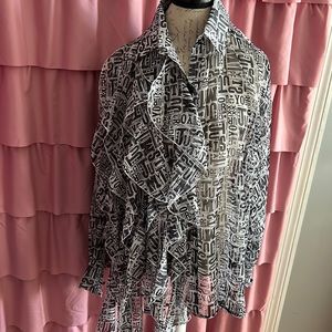 Black and White Sheer Top